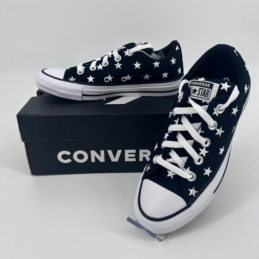 Converse CTAS Street Slip Black White Star Print Sneakers A17173F Mens 4 Women 6